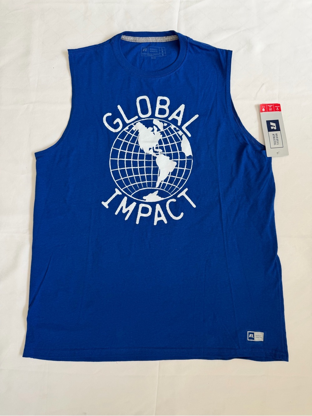 UPF 30+ Dry-power Odor protection Blue Men's Tank Top sz L. T077